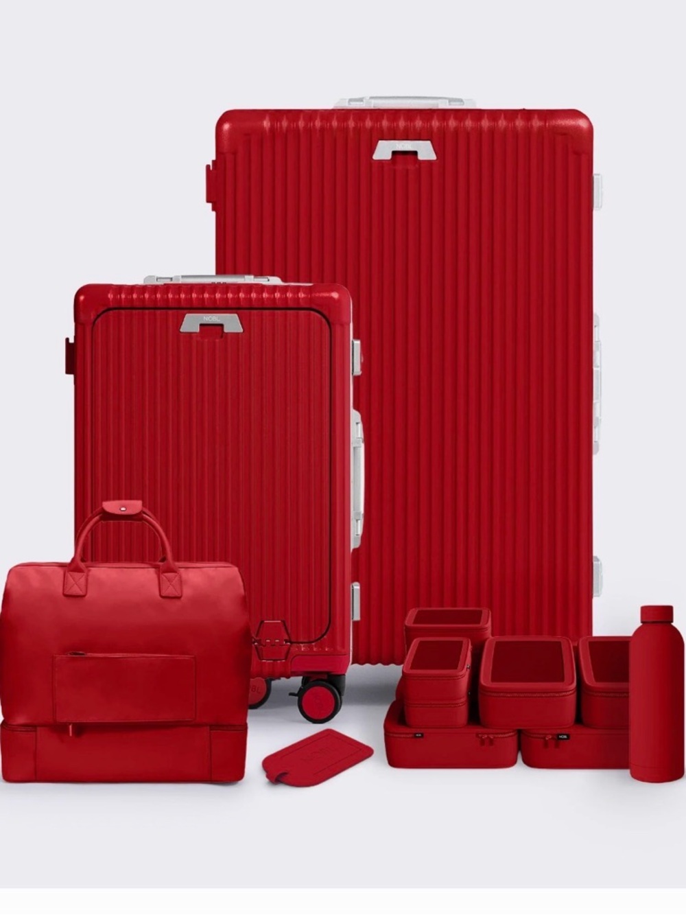 Nobl Red Luggage Set with Packing Cubes and Tote